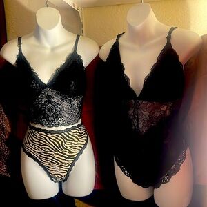 Zebra Print Panties with lace back, lace top, onesie lace teddy all plus size